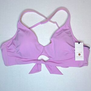 Shade & Shore Light Purple Tie Front Bralette Bikini Top Size 34C New!
